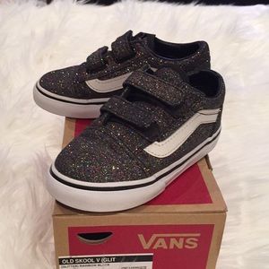 Vans old school velcro glitter rainbow black 🌈✨